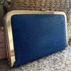 Blue sparkle evening clutch
